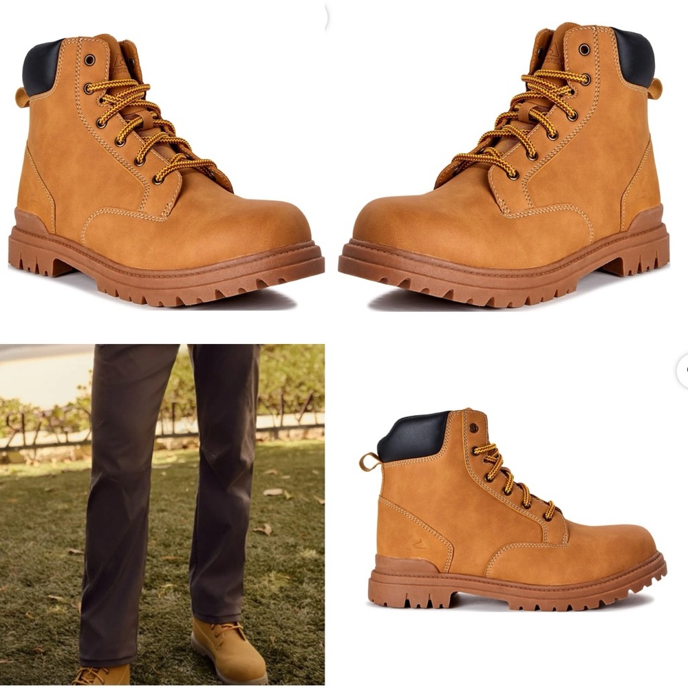 Men's Tan Lace-Up Boots - Picture 5 of 16